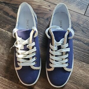 NWOT Jack Rogers Blue and Tan Rope Design Trim, Lace-Up Sneakers